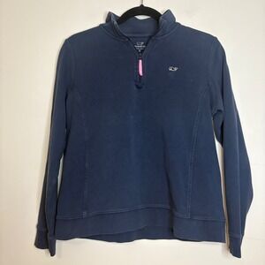 Vineyard Vines Shep Shirt Pullover Small Navy Cotton Whale‎ Logo Quarter Zip